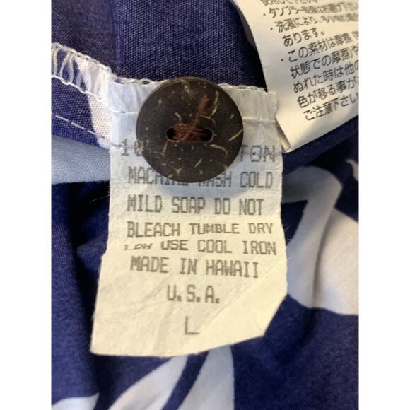 Hilo Hattie Men Large Blue Hibiscus Button Short Sleeve Shirt Aloha Hawaiian EUC - Picture 3 of 8